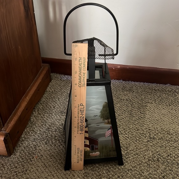 Artisan Hand painted glass and metal lighthouse candle holder lantern decor - Picture 12 of 14